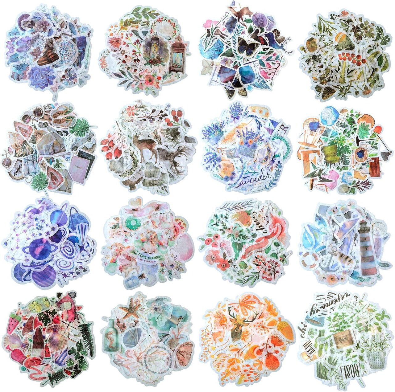 640 Pieces Watercolor Theme Stickers Pretty Scrapbook Stickers (Warm Style) 8.07 x 8.07 x 0.63 inches
